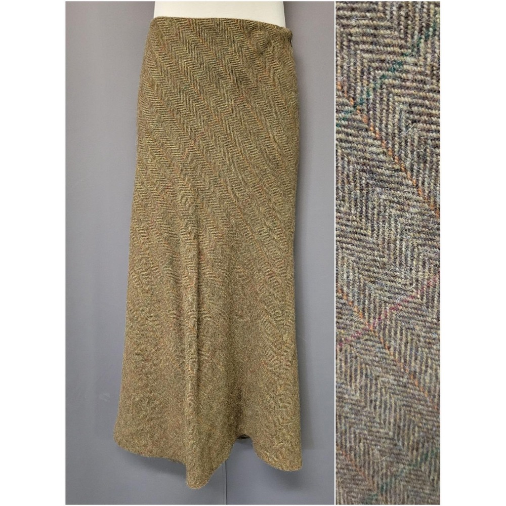 Ralph Lauren Collection Purple Label Skirt Brown Herringbone Alpaca Cashmere 4